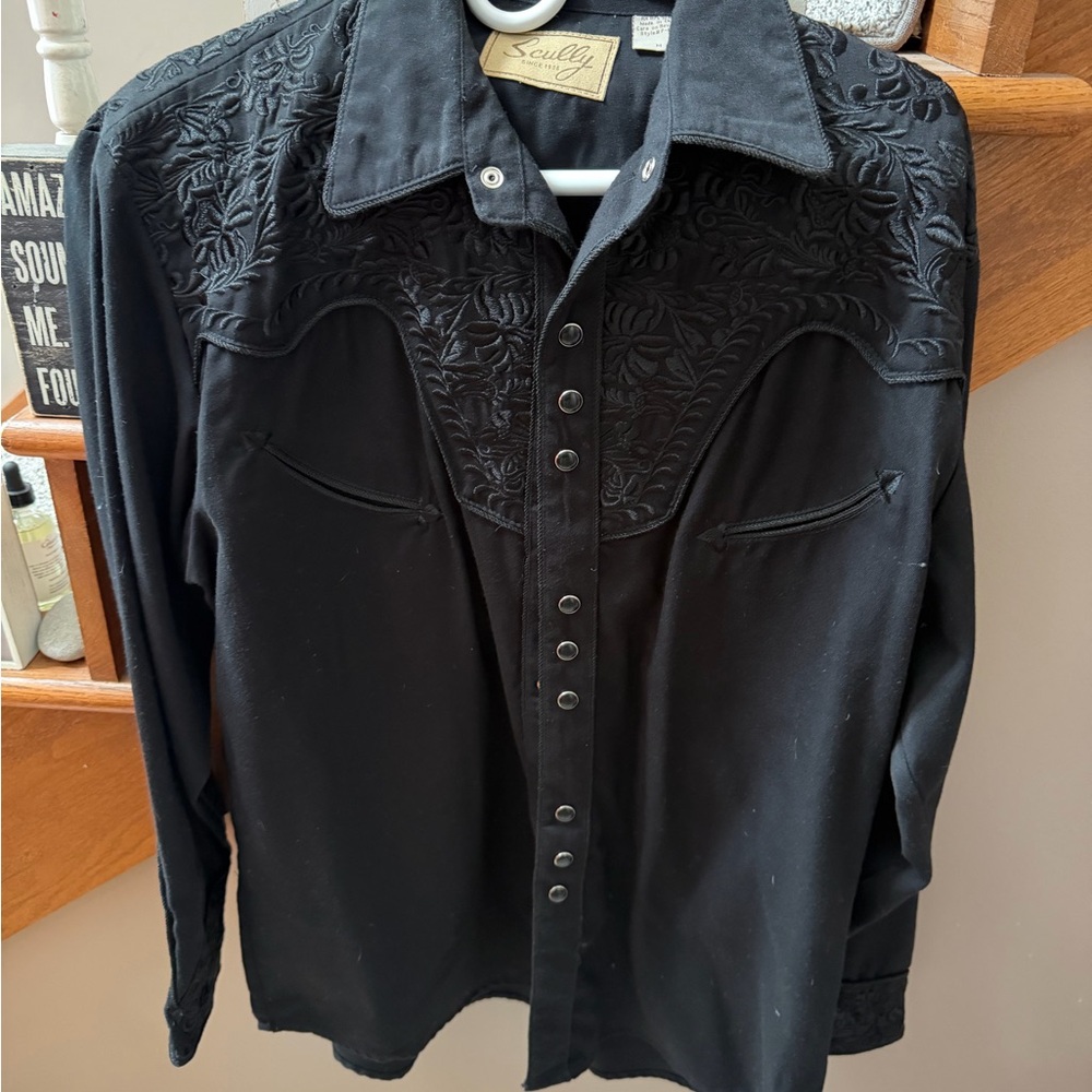 Scully Men's Black Embroidered Shirt Jacket